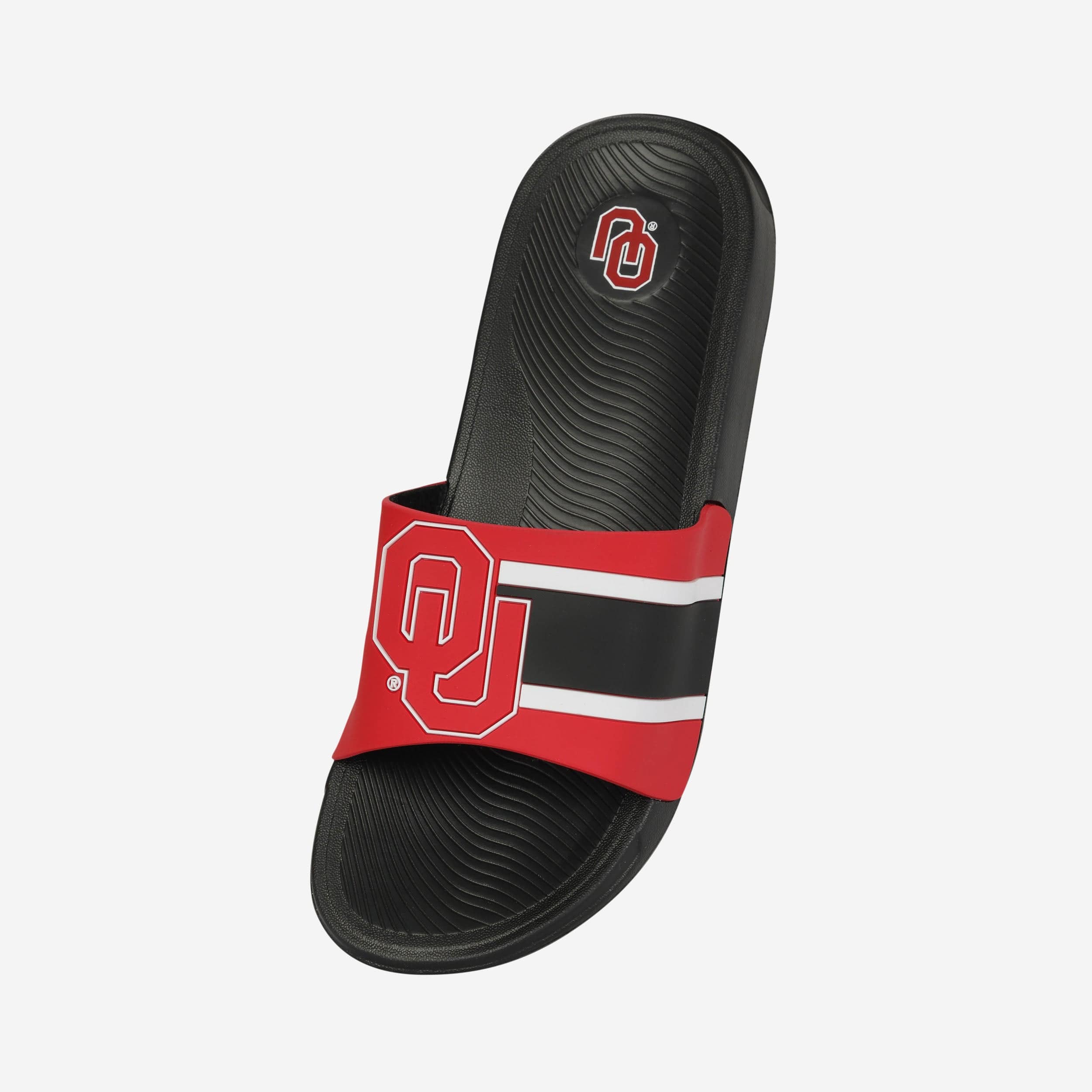 Oklahoma Sooners Stylish Striped Big Logo Raised Slides